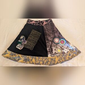 Skirt Authentic Desigual Pop Animal Art Embroidery Logo Women's Size L 31-33"